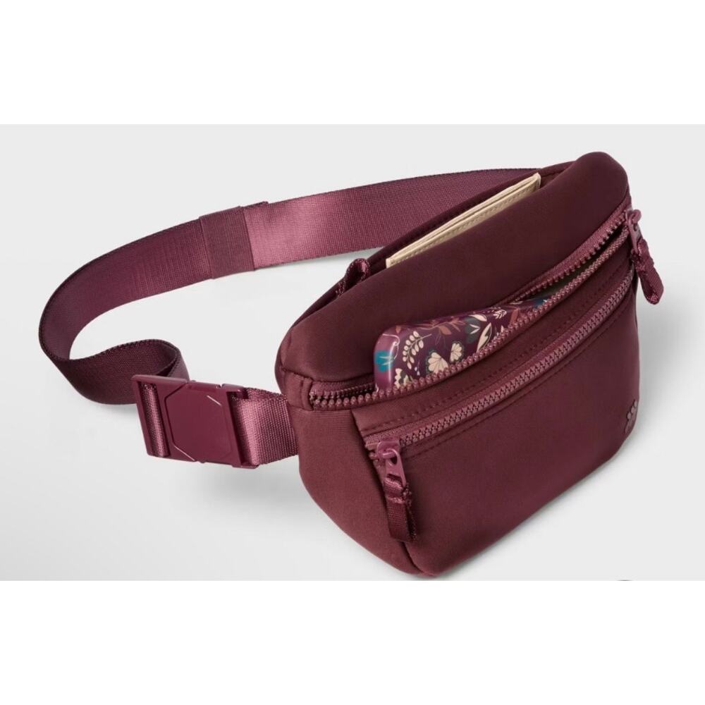 NWT Target All In Motion Premium Adjustable Zipper Belt Bag in Maroon (Sold Out)